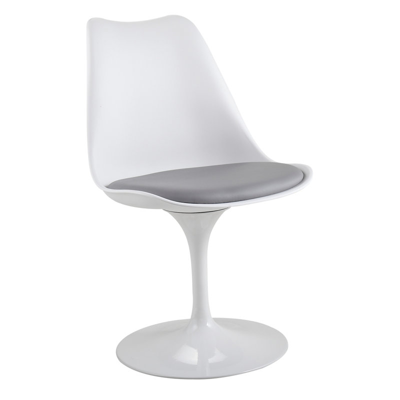 Chaise pivotante de salle à manger blanche et grise - siège rembourré, siège de dossier ergonomique, coussin confortable