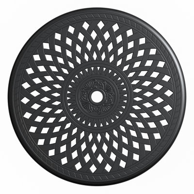 3 salles à manger en aluminium pour l'extérieur: 2 chaises pivotantes et table ronde de 30,71 po, noir, matériau chauffant, coussin de siège rembourré pour le jardin: structure résistante aux intempéries, dossier confortable