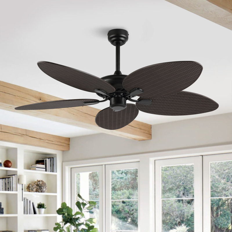 Ventilateur de plafond à lame de palmier industriel / en plastique / mobile Boho 6 po Crellin, Marron foncé