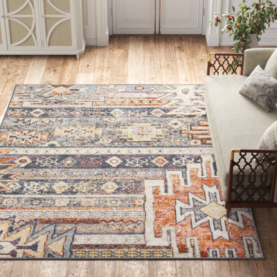 Jamieson Machine Woven Blue/Orange Area Rug