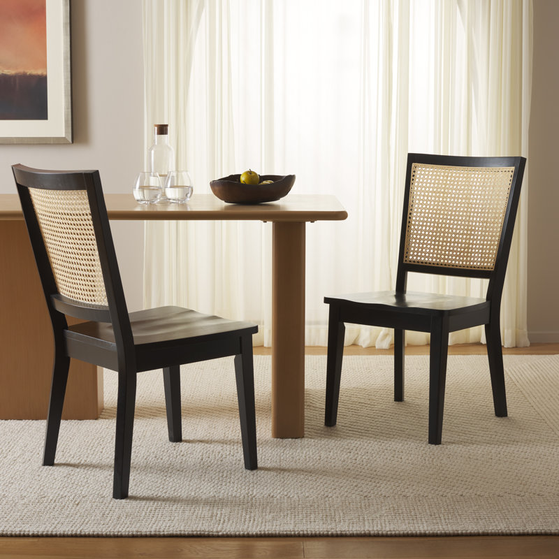 Karlie 18.9'' H Cane Back Side Chair, Black/Natural