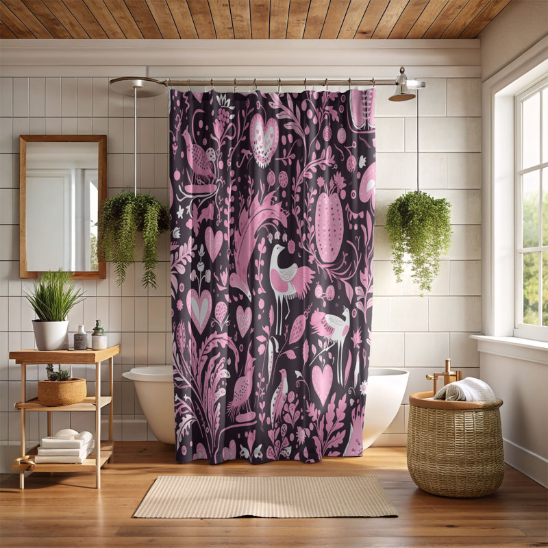 Heart Dream - Rideau de douche standard 1 pièce, H 74 po x l 71 po