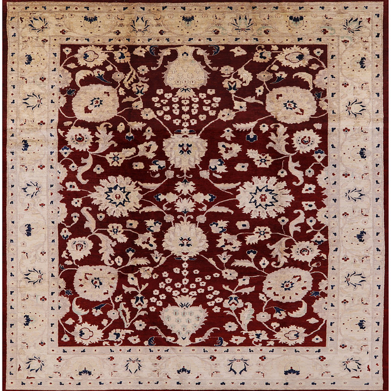 Tapis beige / rouge Swave, Carré 8 pi