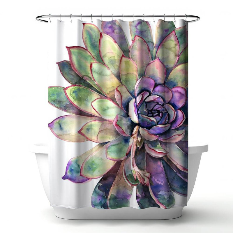 Floral – Polyester Shower Curtain, Dye Sublimation Print, 71" W × 74" L
