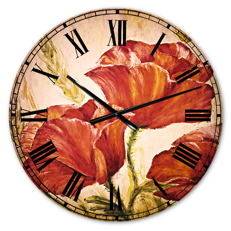 Trois coquelicots - horloge murale traditionnelle, Petit