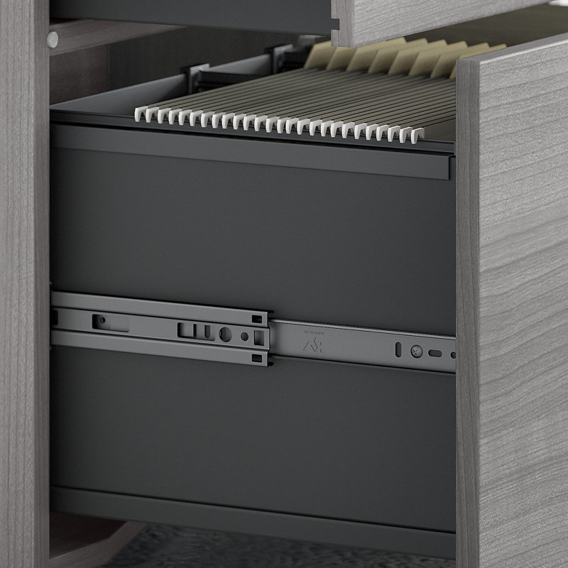 Bush Business Furniture Studio C Ringold Office Storage Cabinet with Drawers and Shelves, Platinum Gray