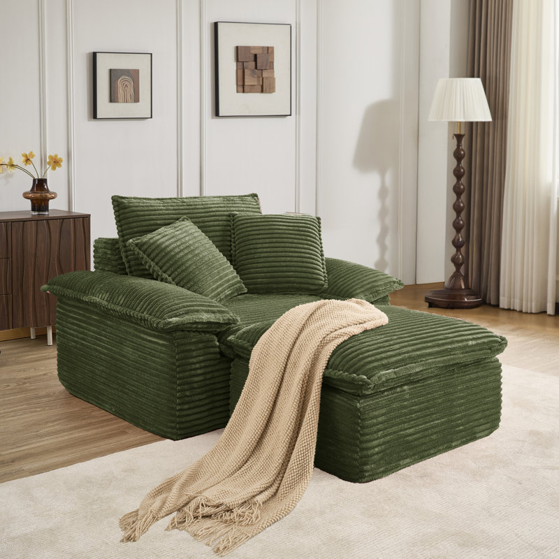Canapé avec repose-pieds Khalif, Vert