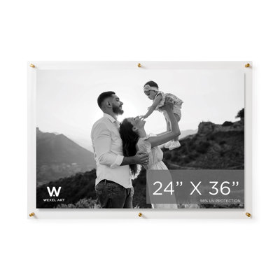 Cadre photo flottant en acrylique transparent transparent de qualité UV - Doré