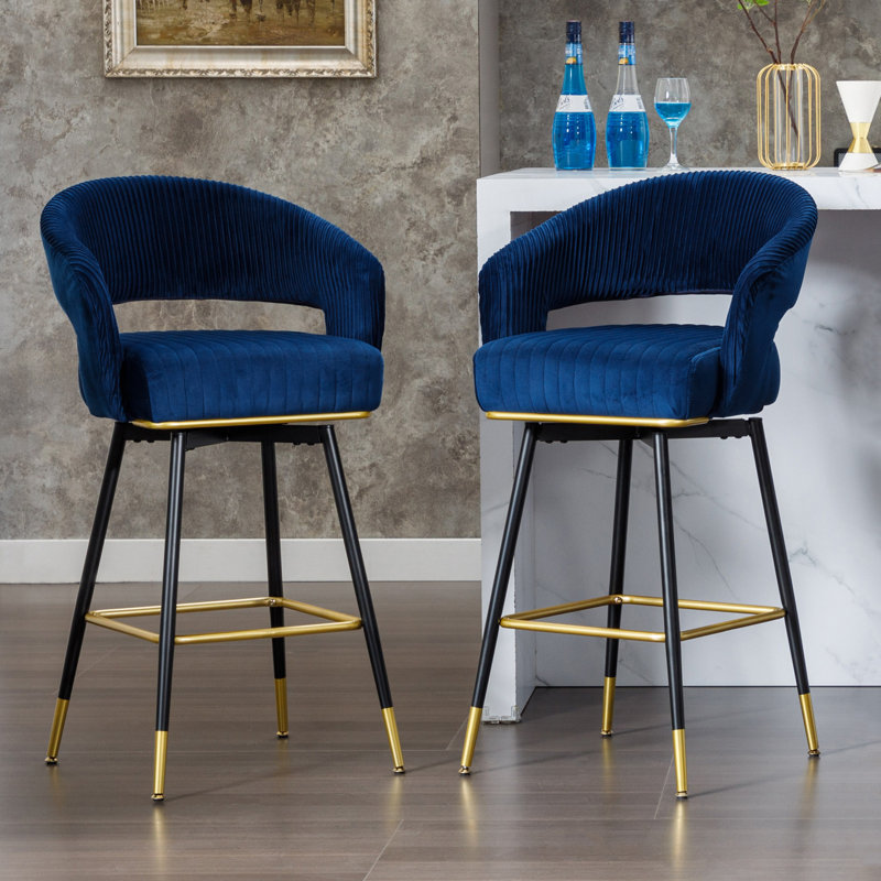 Tabouret de bar rotatif 29,5 po Roellig, Bleu