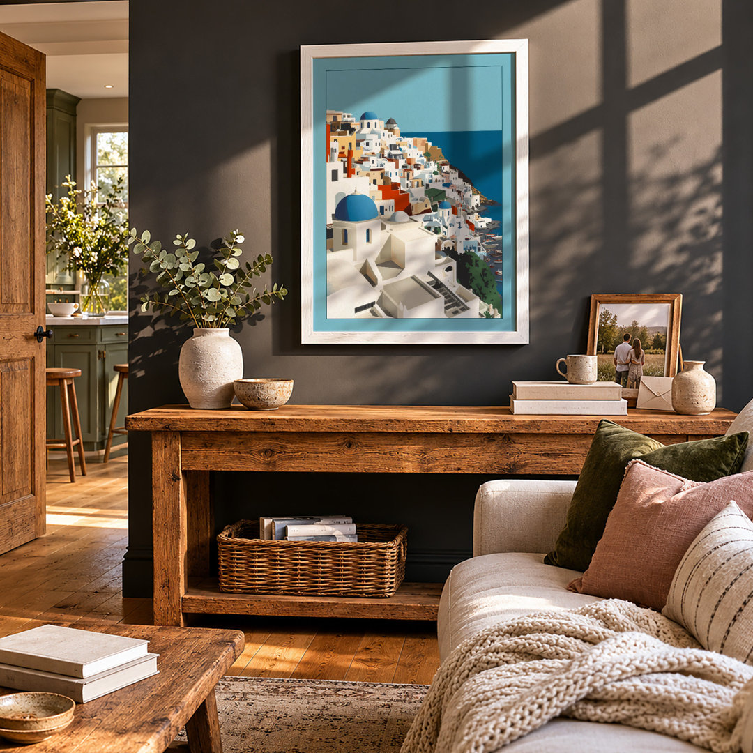 Mediterranean Hillside Coastal - Framed Print