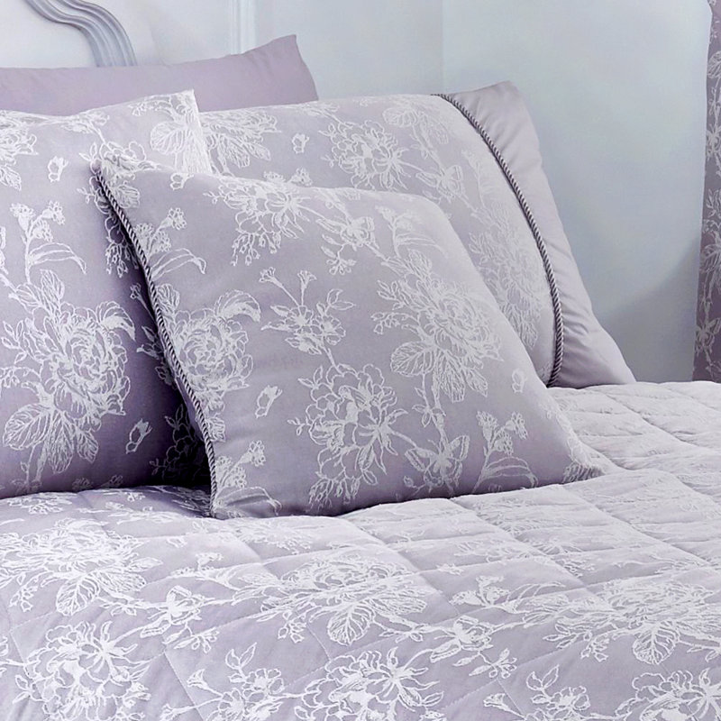 Khaleesi Floral Champagne Square Cushion, Lavender
