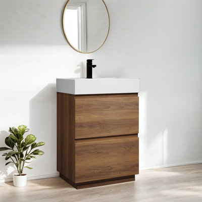 24"Bathroom Vanity Resin Sink with Double drawer