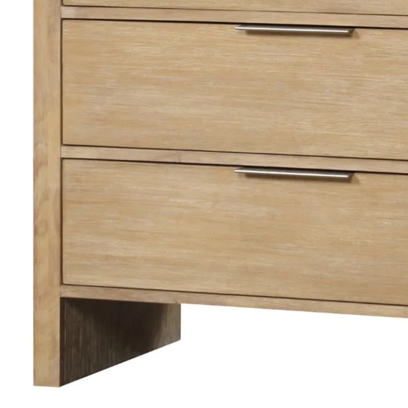Rexa Tall Dresser Chest, 5 Drawer Finger Pulls, Natural Oak Brown
