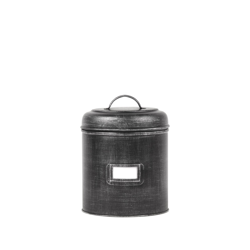 Metal Jar, 25cm H x 20cm W x 20cm D, Antique Black