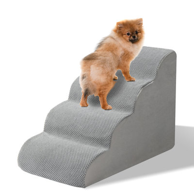 1 Piece Pet Step Stairs | 4 Step Grey Pet Ladder,joint Pressure Relief/detachable Cover, Indoor For Dogs Cats’ Beds/sofas