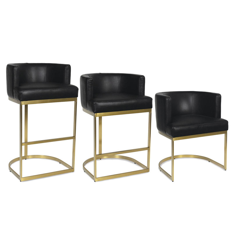 Owen Leather Stool, Black