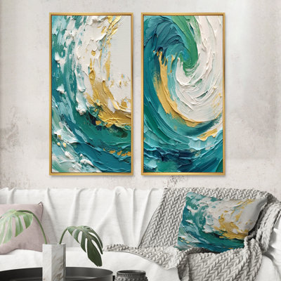 «Teal surreal spirals» - 2 pièces