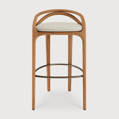 Aleta outdoor bar stool - teak - Beige bouclé