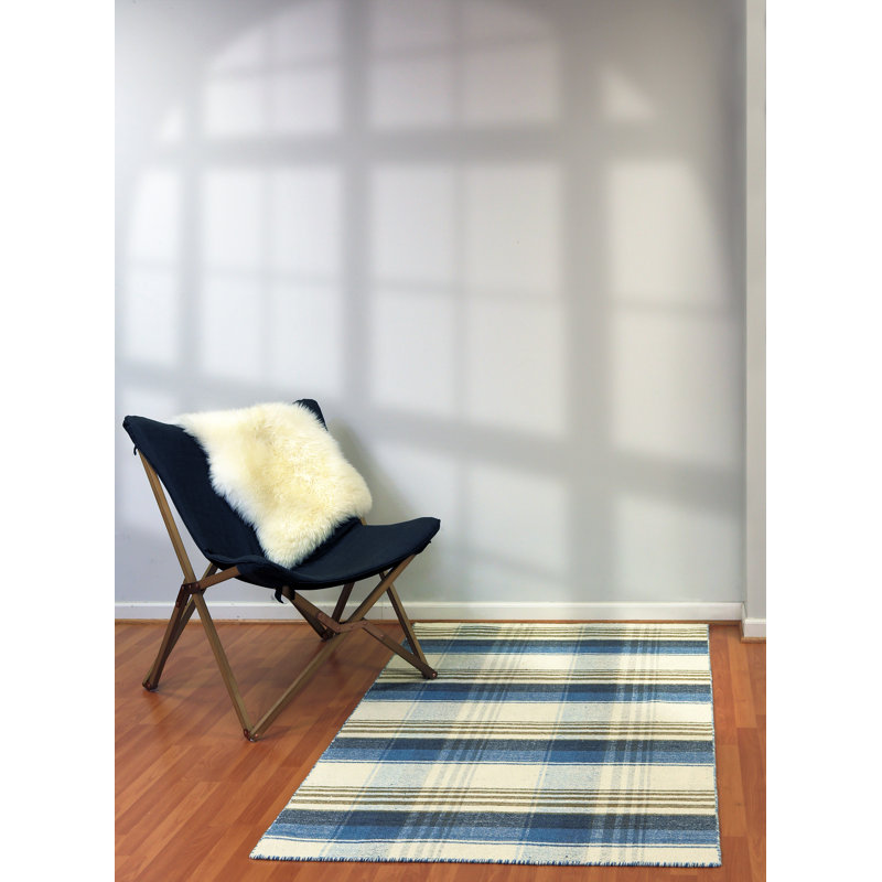 Tapis à motif écossais en laine / coton tissé à la main Pickering, Rectangle 5 pi x 8 pi