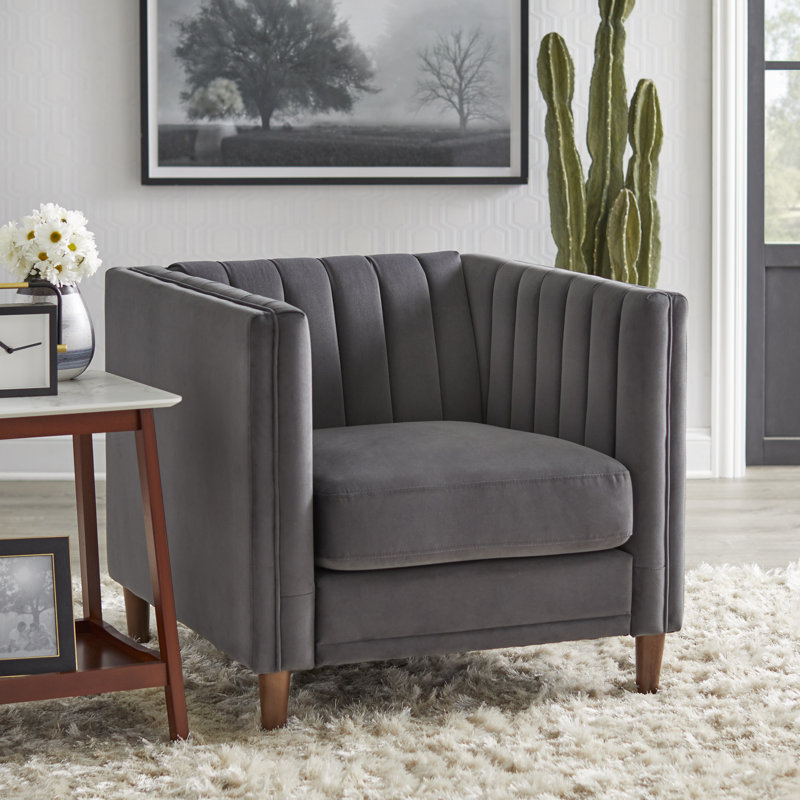 Cornia Velvet Armchair, Dark Gray Velvet