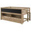Wood Low Loft Bed with Storage Shelves-1503068874