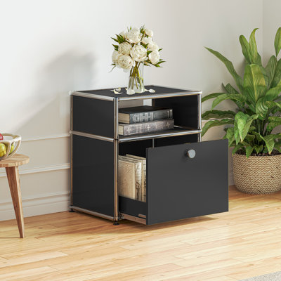 Storage Bedside Table With Drawer Sideboard File Cabinet Dining Cabinet Shelf Bookcase by Ivy Bronx