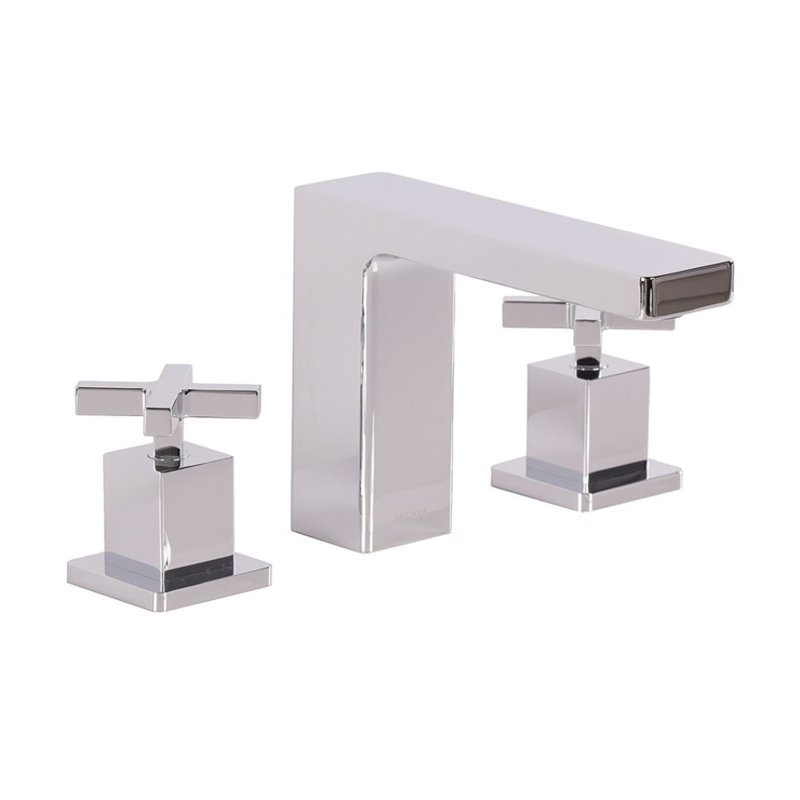 Eleganza Widespread Bathroom Faucet with Drain Assembly, Polished Chrome, Cross Handle