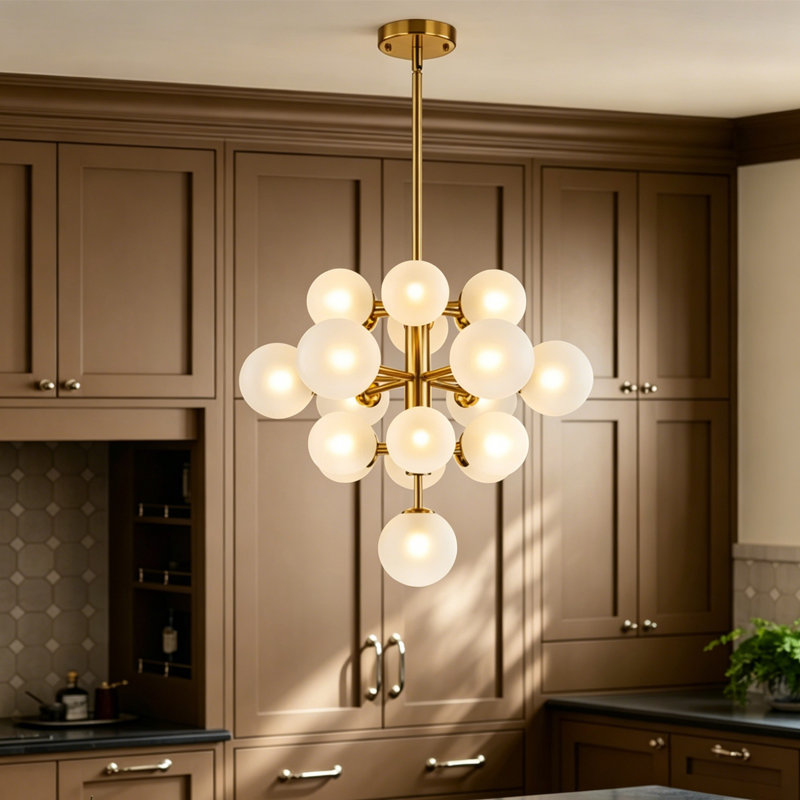 Lustre moderne en verre Scituate, Or