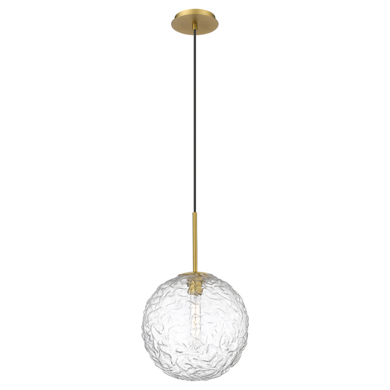 Barrington - 1 Light 10" Cord Hung Mini Pendant - Bulb Not Included -  Satin Nickel Finish, Brushed Brass