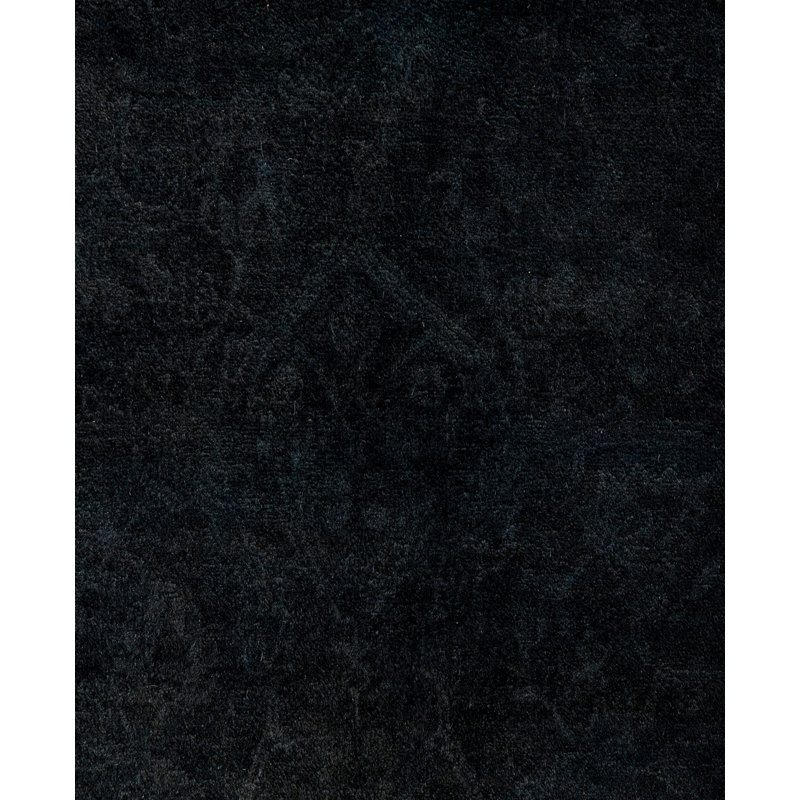 Overdyed Hand-Knotted Wool Modern-Contemporary Black Area Rug 9' 3" x 12' 3"