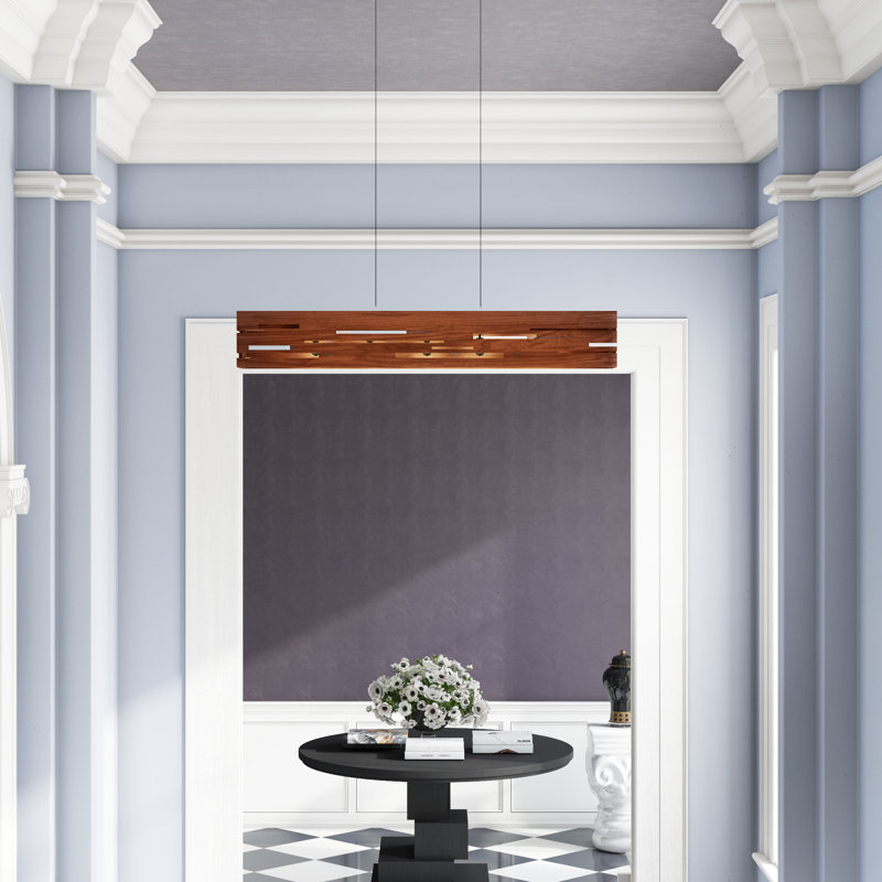Aeris Linear LED Pendant - 2700K, 7.5" H x 54" W x 5" D, Walnut, Black Anodized