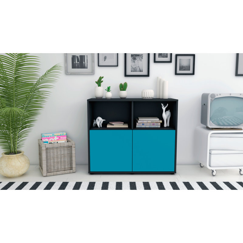 Raleigh 92cm Sideboard, Anthracite/Turquoise