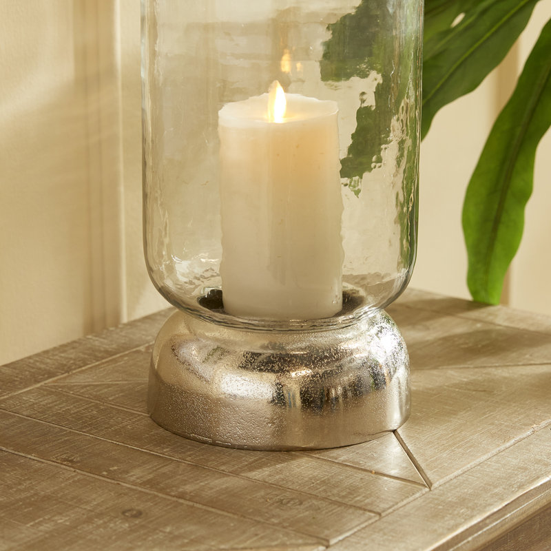 Serenade 11" Clear Glass and Chrome Tabletop Hurricane