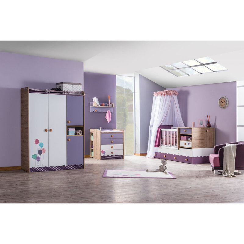 Ensemble de chambre avec lit plateforme 3 pièces Maghin