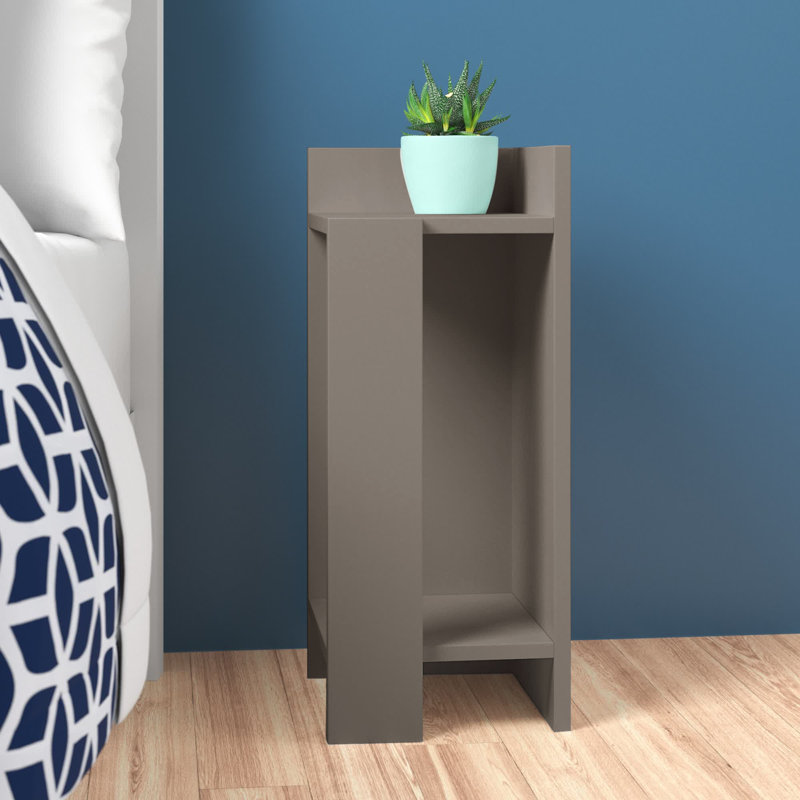 Modern Nightstand with Shelf, Light Mocha, 9.8 x 23.6 x 10.6 inches | 100% Melamine Coated Particle Board, Thickness: 0.7 inches | Stylish & Functional Design for Bedroom, Easy to Assemble & Durable