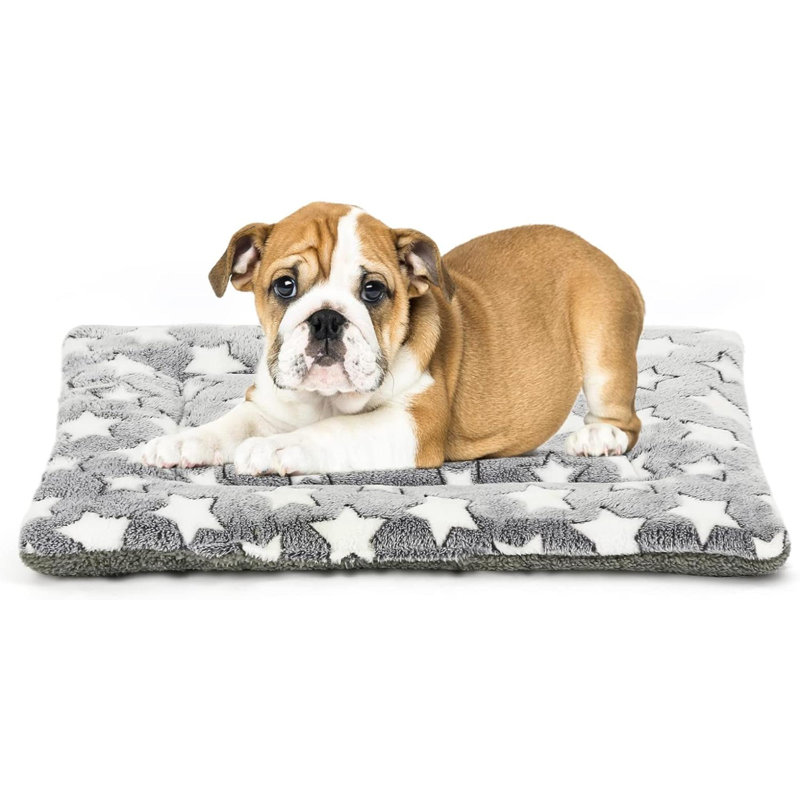Gray and White Reversible Soft Fleece Dog Bed Mat