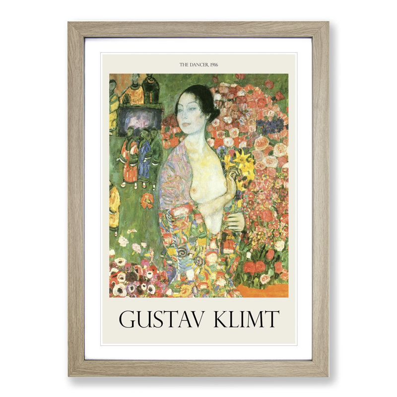 The Dancer by Gustav Klimt - Picture Frame Painting, 65cm H x 48cm W x 2cm D, Oak Framed
