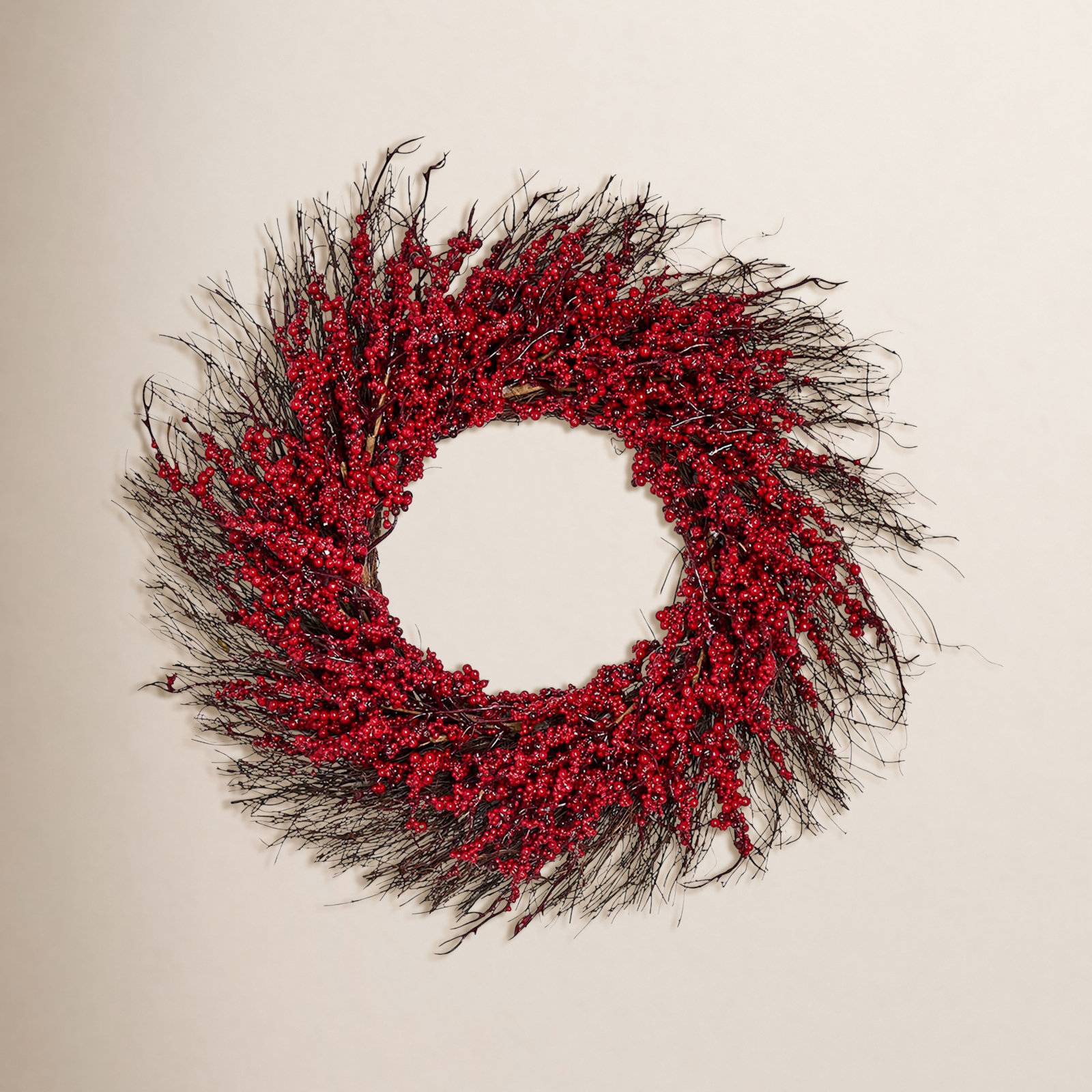 22" Berry Wreath on Twig Base