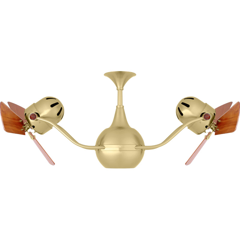 Ventilateur de plafond double 44 po avec commande murale et ensemble d'éclairage inclus Vent-Bettina, Laiton brossé