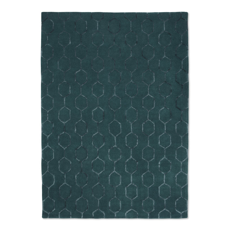 Gio Geometric Area Rug in Green, Rectangle 6'7" x 9'2"
