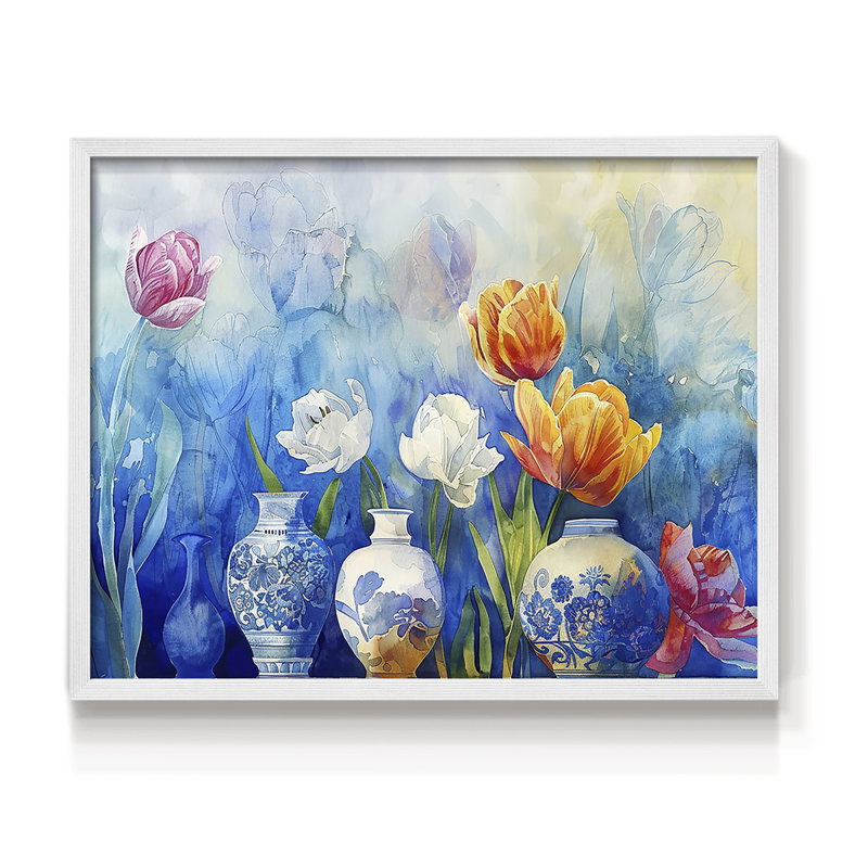 Série florale - LXV III - reproduction encadrée - réarmable, H 8 po x l 10 po, Blanc