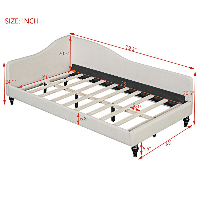 L-Shaped Daybed, Beige, Twin