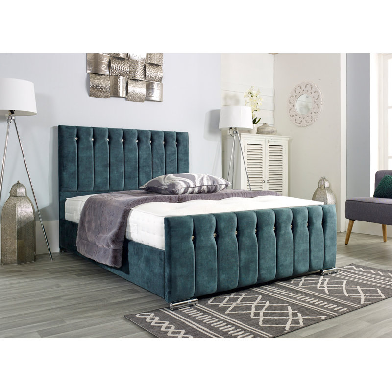 Fausley Upholstered Bed Frame, Super King - W 187.9 x L 218.4cm, Emerald Green