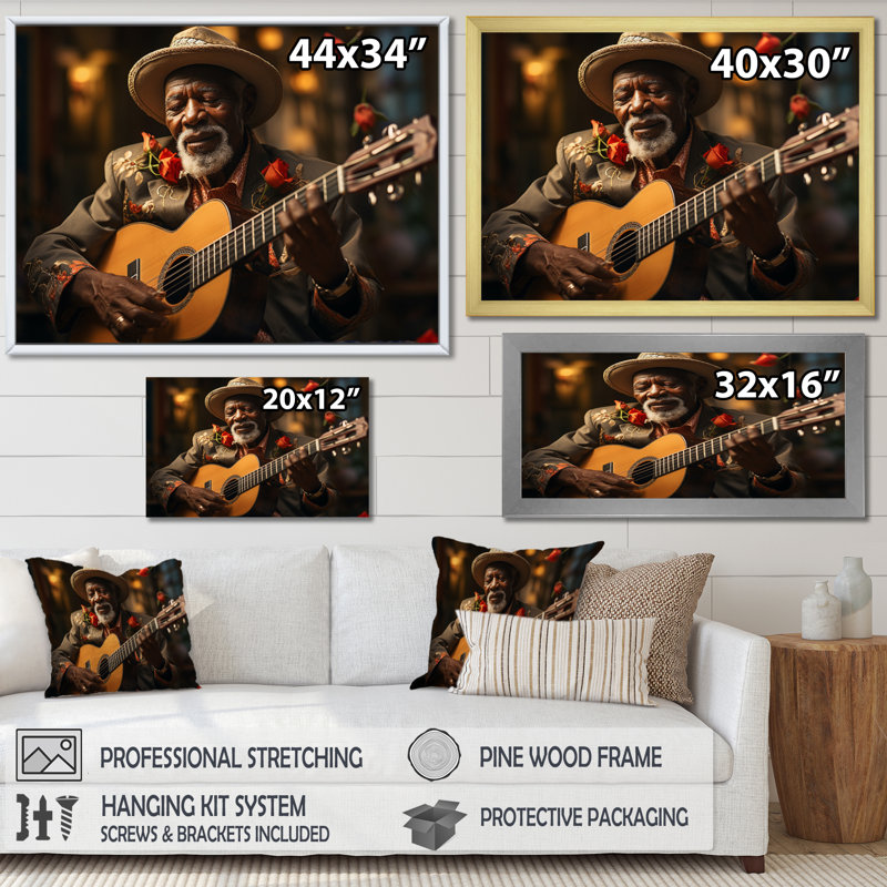 " Red Cuban Singer III ", Silver Single Picture Framed, 34" H x 44" W x 1.5" D