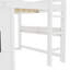 Lit mezzanine simple avec tableau coulissant ludique, bibliothèque intégrée et garde-corps de haute qualité, blanc-370195945-370195950