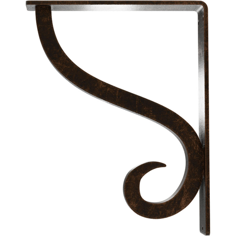 Support simple en fer forgé Ashford, Bronze vieilli, H 10 po x l 2 po x P 7,5 po