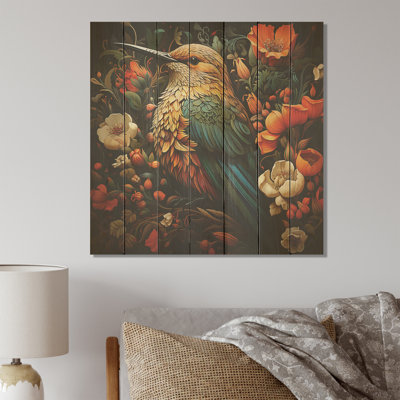 «Hummingbird Gardens Guardian», animal colibri sur bois