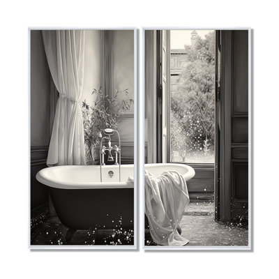 Minimalism Bath Of Serenity III - Gray Modern Canvas Wall Art