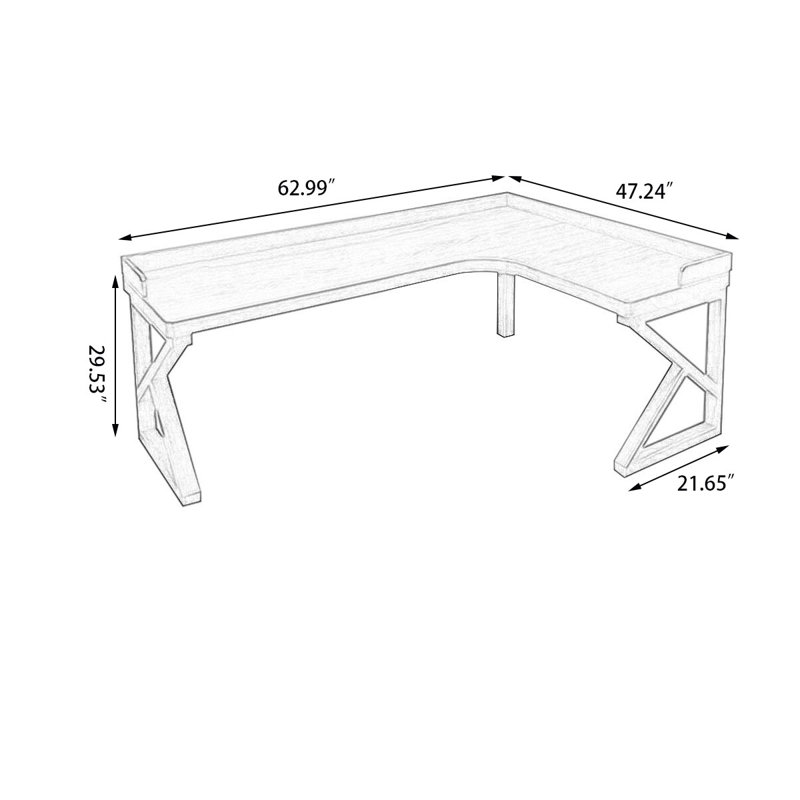 Bureau rectangulaire en bois massif noyer clair, H 29,53 po x l 62,99 po x P 47,24 po, Retour à droite