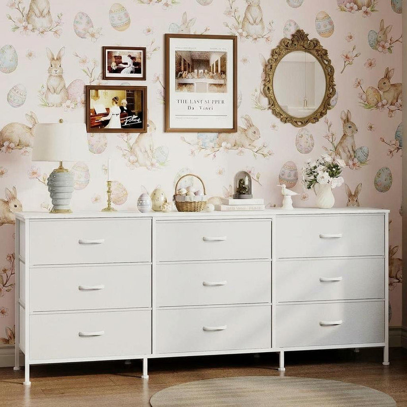 160 cm W Chest of 9 Drawers, White